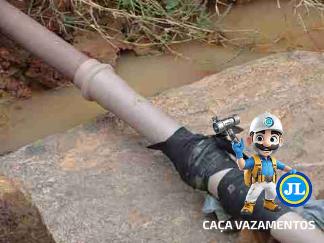 Identificação profissional de vazamento de água com laudo